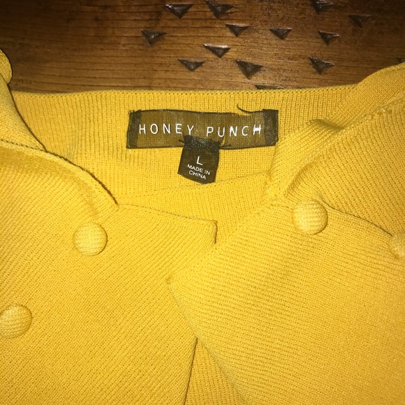 Honey Punch Mustard Knit Fringe Crop Cami Top - Picture 5 of 7